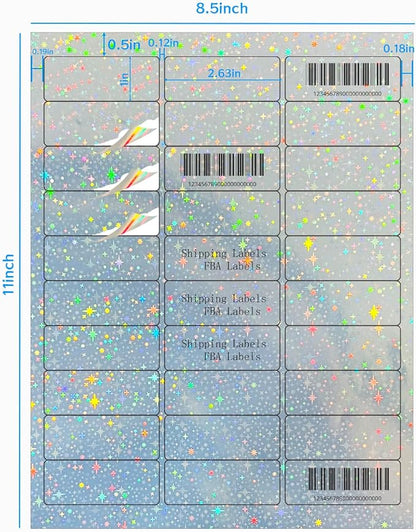 STARLIBOO 1" x 2-5/8" Address Labels- Holographic Color Stickers - Image 2