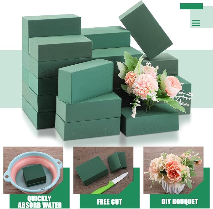 Marsui 30Pcs Floral Foam Blocks Dry and Wet Florist Foam Brick Flower - Image 3
