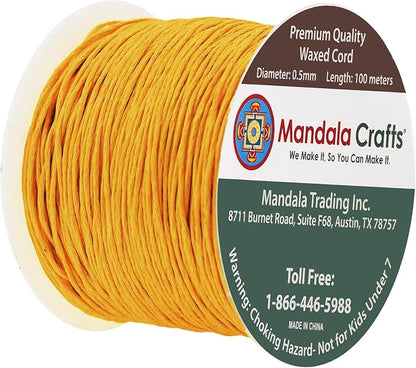 Mandala Crafts 0.5mm 109 Yards Mustard Yellow Cotton Waxed Cord - Image 2