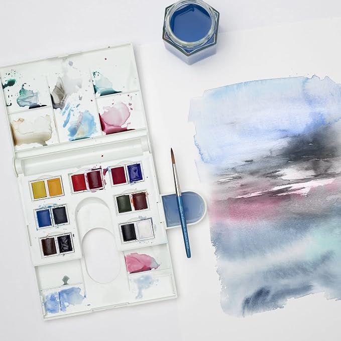 Winsor & Newton Cotman Watercolor Paint Set, Field Set, 14 Half Pan w/ Brush - Image 5