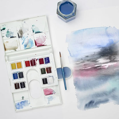 Winsor & Newton Cotman Watercolor Paint Set, Field Set, 14 Half Pan w/ Brush - Image 5