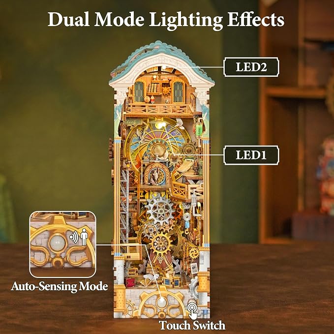 Tonecheer DIY Book Nook Kit for Adults, 3D Wooden Puzzle Bookend Miniature - Image 2