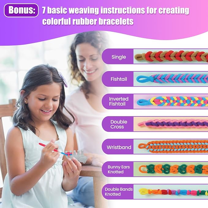 FUNiOi Kids Art and Craft Kit, Rubber Band Bracelet Make Toy, Cat Weaving Comb - Image 2