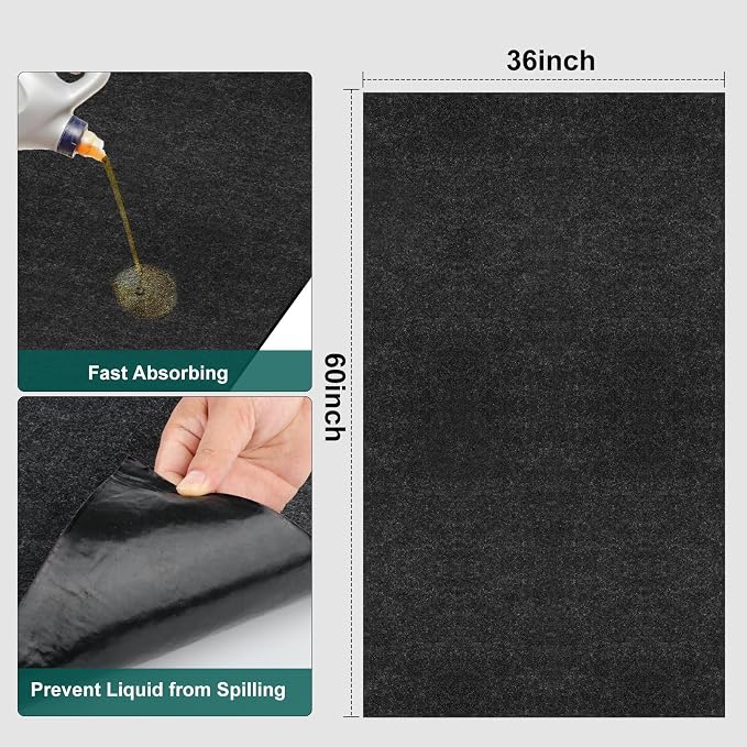 36" x 60" Oil Drip Mat for Garage Driveway, Reusable Rubber Floor Oil Spill - Image 3
