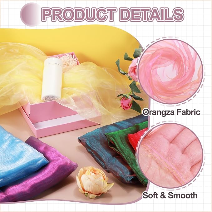 MECCANIXITY Iridescent Sheer Organza Fabric, 2 Yards x 59 Inches Solid - Image 3