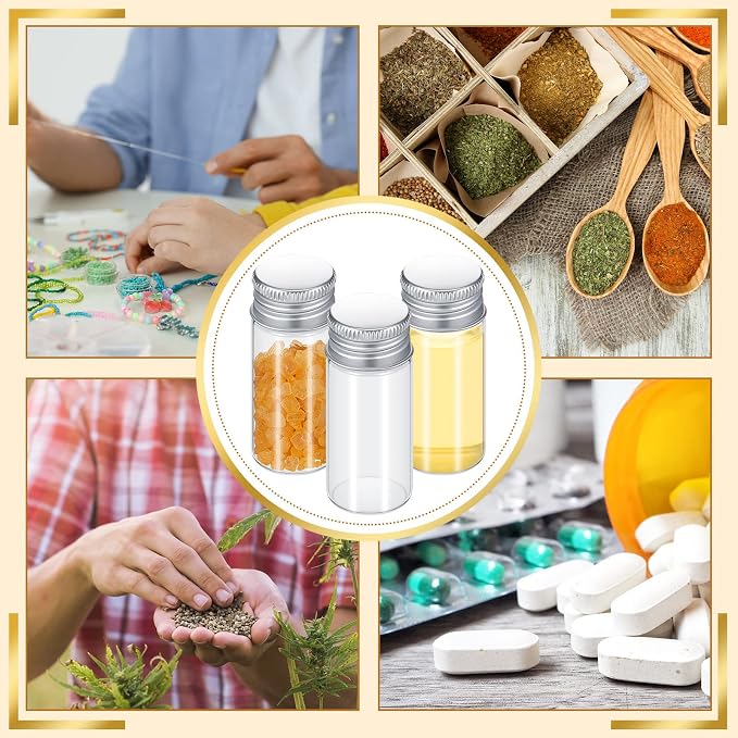 100 Pcs Small Clear Vials Spice Mini Jars - Image 4