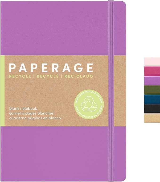 PAPERAGE Recycled Blank Journal Notebook, 160 Pages, Medium 5.6 in x 8 in by PAPERAGE