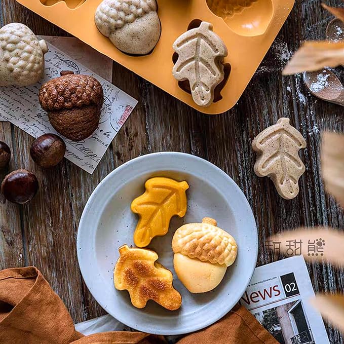 3 Pack Acorn Leaf Silicone Chocolate Molds, 3D Thanksgiving Fall Theme Candy - Image 4