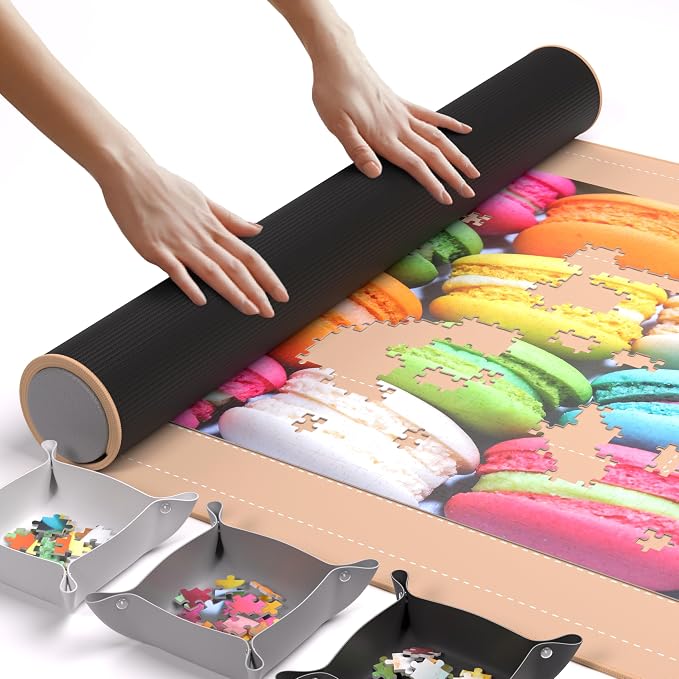 The Original Newverest Jigsaw Puzzle Mat Roll Up, Rose Gold, 46” x 26” Portable by Newverest