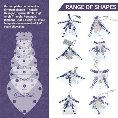 The Quilted Bear Leaf Quilting Templates – 8 Clear Non-Slip Acrylic Quilt - Image 3