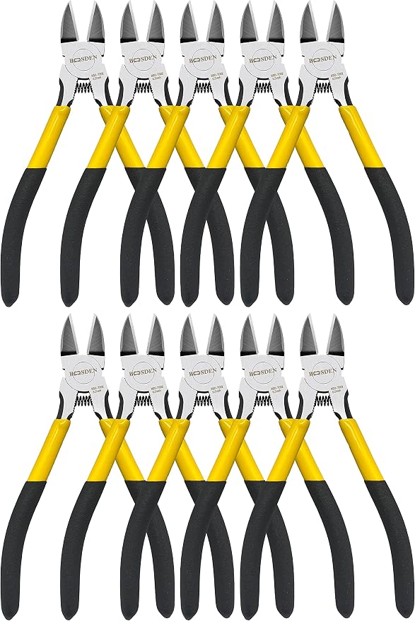 Wire Cutters 10 Pack, 6.5 inch, BOOSDEN Flush Cutters, Spring Loaded Cutting by BOOSDENMakingYourLifeEeasier