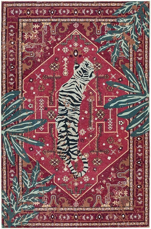 Tribal Rugs Summer Tropical 6x9 Area Rugs Wine Red Traditional Boho Vintage - Image 7