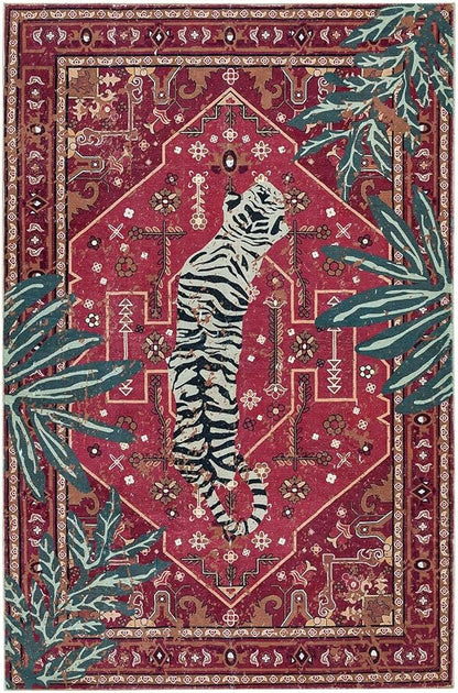 Tribal Rugs Summer Tropical 6x9 Area Rugs Wine Red Traditional Boho Vintage - Image 7