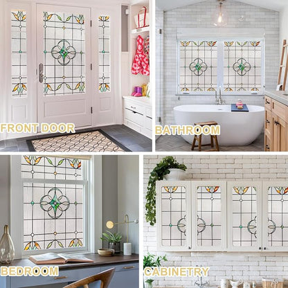 3D Stained Glass Window Privacy Film, Heat Control UV Blocking Static Cling - Image 7