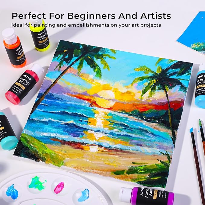 ARTME Acrylic Paint Set, 60 Colors in 2oz/60ml Bottles, Non Toxic, Waterproof - Image 6