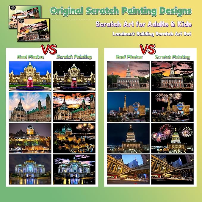 Scratch Art Painting Kit for Adults-8 Sheets A4 Rainbow Scratch Painting Paper - Image 4