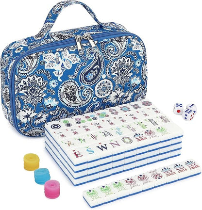 American Mahjong Tile Set, 166 Tiles White Blue Acrylic Carving Tiles, Mahjong - Image 5