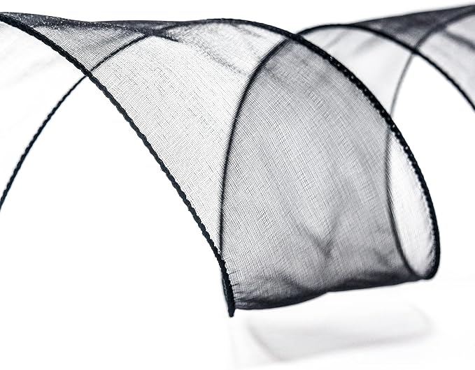 CT CRAFT LLC Sheer Organza Wired Ribbon 2.5" x 50Yards Black - Image 3