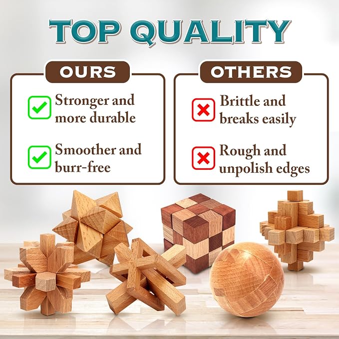 Brain Teaser Wooden Metal Puzzles - Image 3