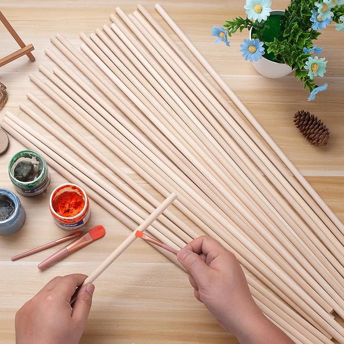 Wood Dowels Wooden Dowel Rods for Crafts, Unfinished Hardwood Sticks for Arts - Image 3