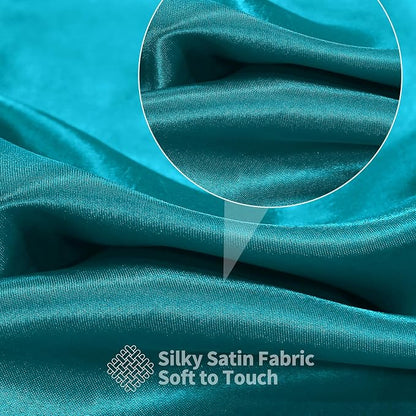 RUDONG M Teal Satin Fabric by The Yard, 5 Yard x 60 Inch Wide Silky Charmeuse - Image 5