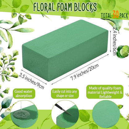 Pangda 30 Pcs Floral Foam Blocks 7. 9''lx3. 5''wx2. 4"h Green Wet and Dry - Image 2
