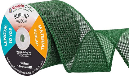 Mandala Crafts Green Burlap Ribbon 2.5 Inches Wide Jute Ribbons by MandalaCrafts