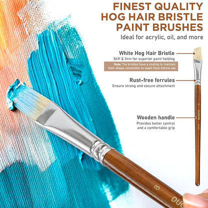 10pcs Short Handle White Hog Hair Artist Paint Brush Set by DUGATO Perfect - Image 3