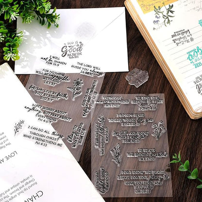 Whaline 4 Sheet Bible Verse Words Clear Stamps Christian God Jesus Silicone - Image 7
