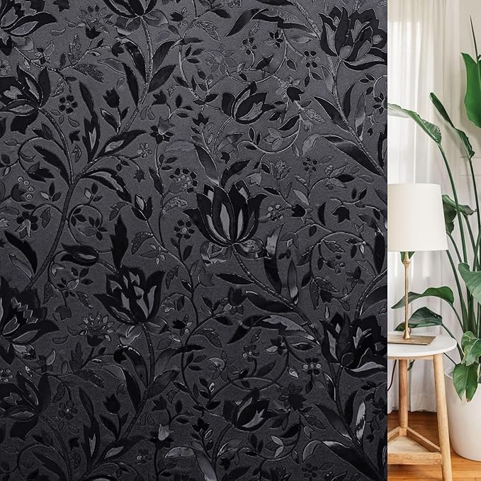 LEMON CLOUD Total Blackout Window Film Privacy Static Cling Frosted Black by LEMONCLOUD