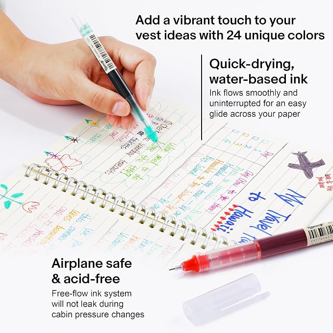 RIANCY Liquid Ink Rollerball Gel Pens, 0.5mm Extra Fine Point Tip, 24ct - Image 4