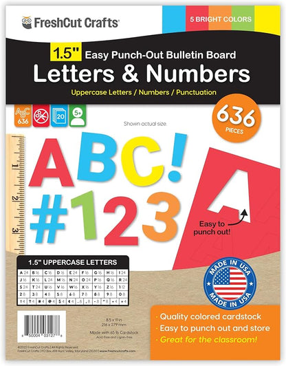 FreshCut Crafts 636 Pcs 1.5 in. Bright Bulletin Board Letters & Numbers by FreshCutCrafts