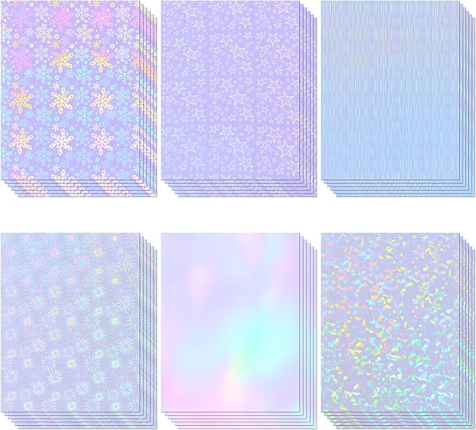 36 Sheets Holographic Sticker Paper, Transparent Overlay Lamination Sticker by Buynow