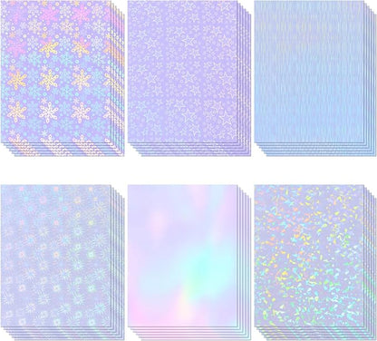 36 Sheets Holographic Sticker Paper, Transparent Overlay Lamination Sticker by Buynow