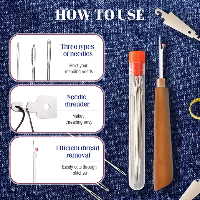 37PCS Sewing Tool Set, 2026 New Big Eye Steel Sewing Needles Kit, Stainless - Image 2
