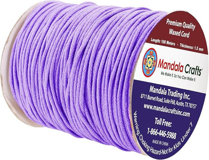 Mandala Crafts 1.5mm 109 Yards Lavender Cotton Waxed Cord - Image 2