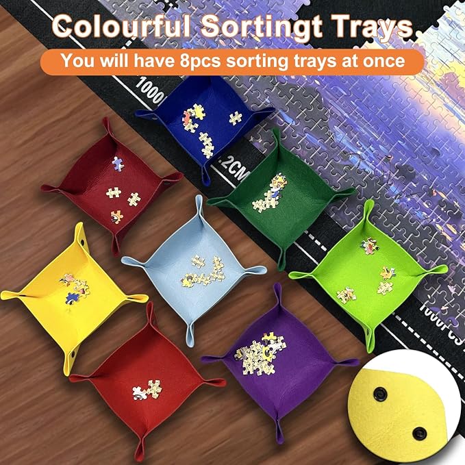 Napzy Puzzle Mat, Jigsaw Matt Rollup 8PCS Sorting Trays Up to 1500pcs Puzzles - Image 4