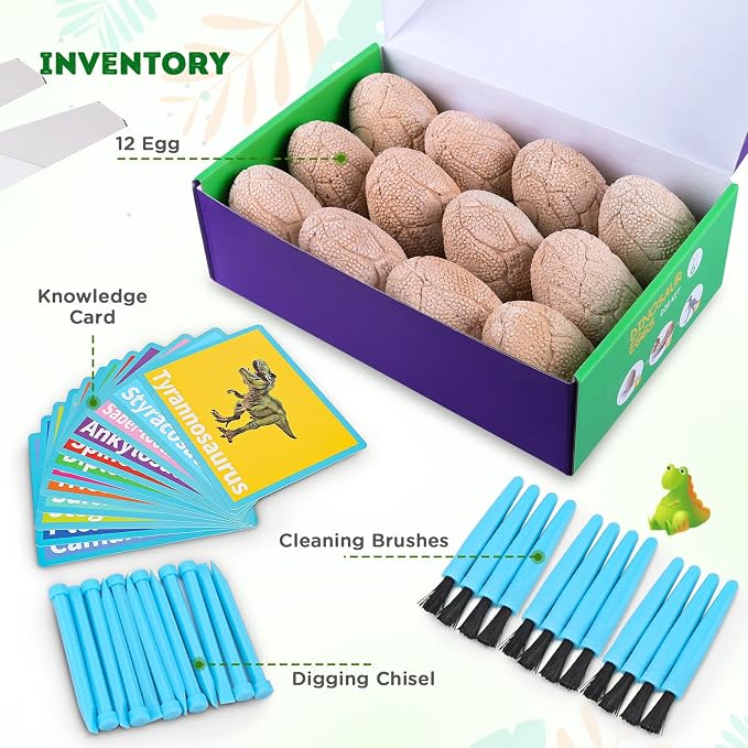 Dig Up Dinosaur Fossil Eggs, Break Open 12 Unique Eggs and Discover 12 Cute - Image 2