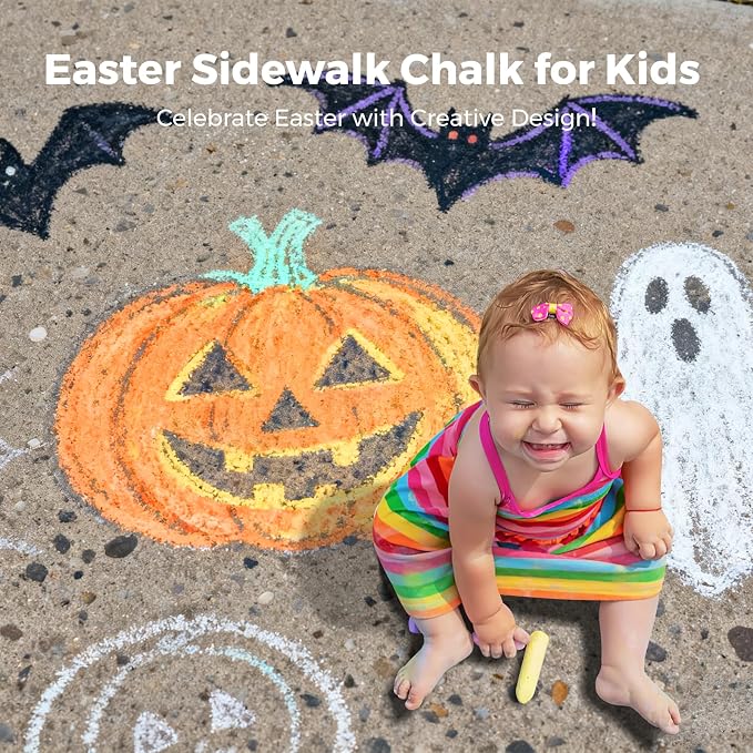 Jar Melo 38 PCS Sidewalk Chalk for Kids- Colored Sidewalk Chalk - Image 3
