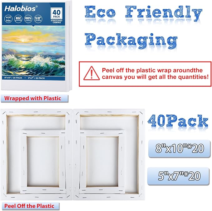 Blank Canvas for Painting, Bulk Pack of 40-8x10 inches, 100% Cotton, 5/8 Inch - Image 2