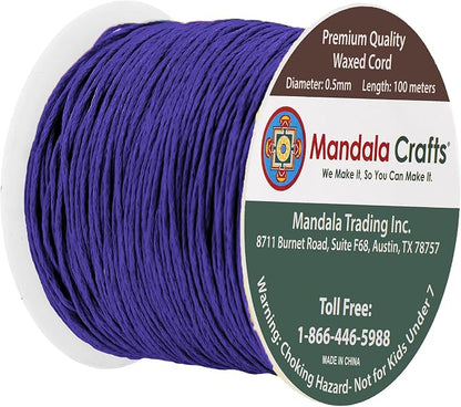 Mandala Crafts 0.5mm 109 Yards Indigo Cotton Waxed Cord - Image 2