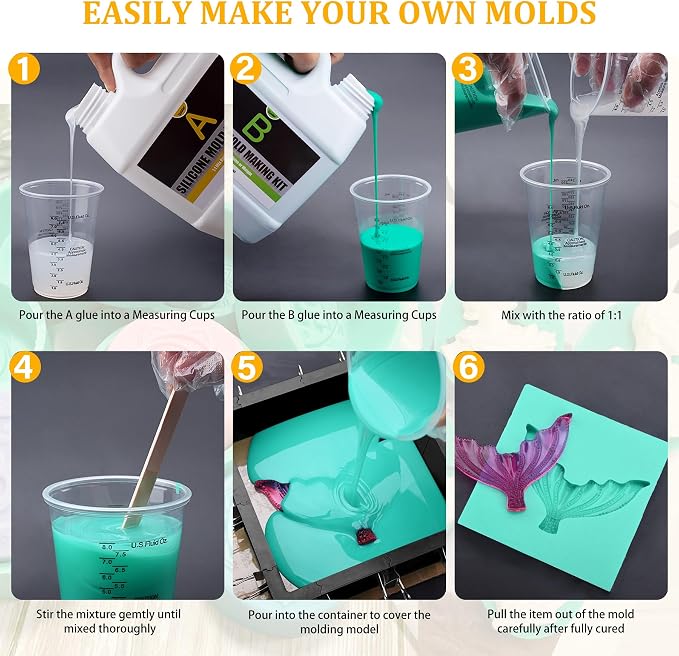 Silicone Molds Making Kit 100oz, Super Elastic 15A Silicone Rubber - Image 7