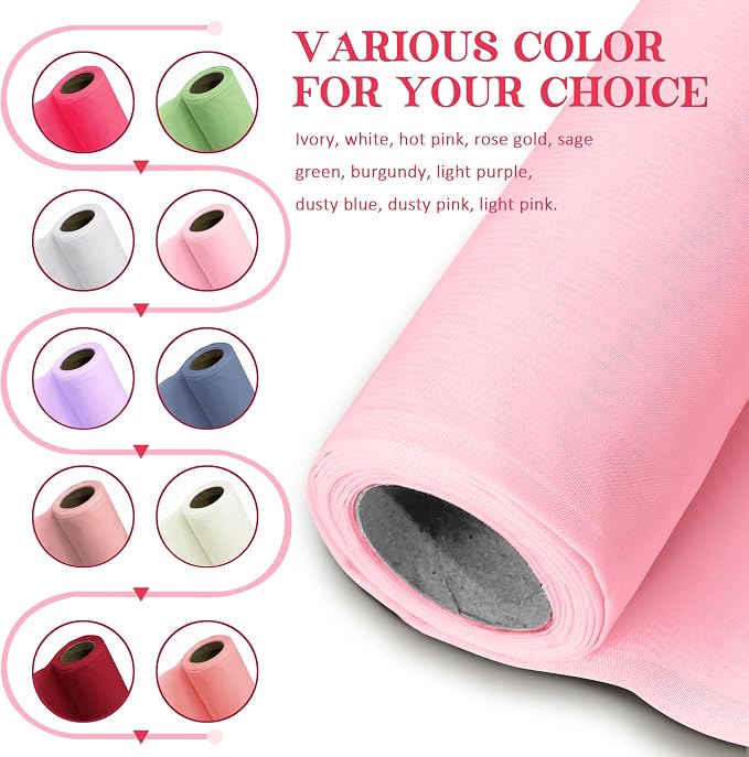 Horbaunal Light Pink Chiffon Fabric by The Yard, 10 Yard Continuous Sheer - Image 2
