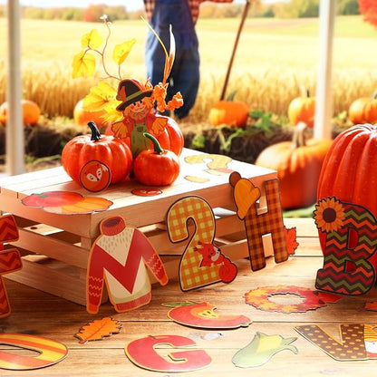 Faccito 176 Pcs Fall Bulletin Board Decorations Letters Numbers Alphabet Autumn - Image 4