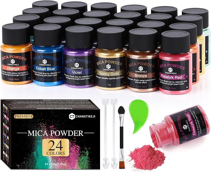 CHANGTIKEJI Mica Powder，24 Colors - 10g/Bottle of Natural Pigment Powder by CHANGTIKEJIWelcomeYouOrder