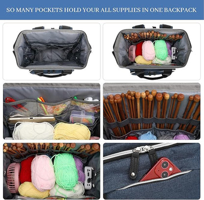 Crochet Backpack, Knitting Bag Backpack Yarn Storage Organizer Travel Crochet - Image 4