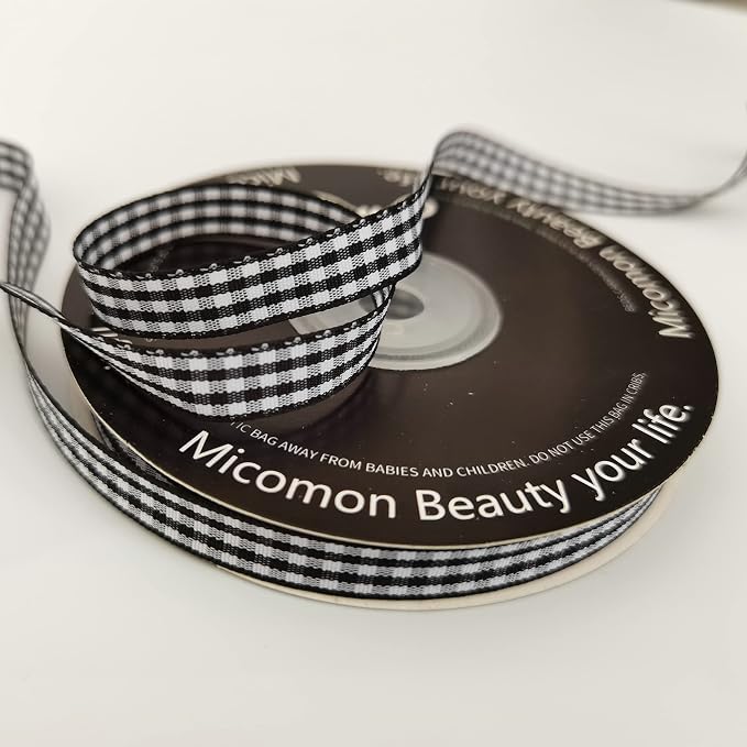Buffalo Check Ribbon Black and White Gingham Ribbon 25 Yards - Image 7