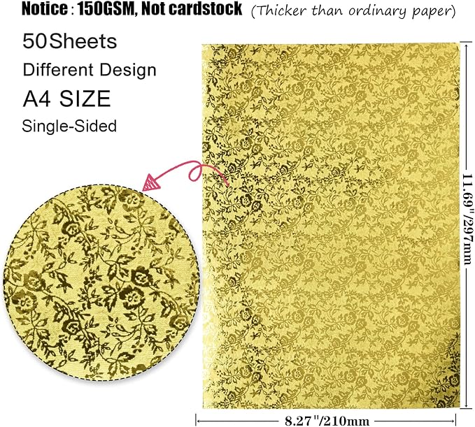 A4 Glitter Embossed Metallic Foil Paper Pack - Image 3