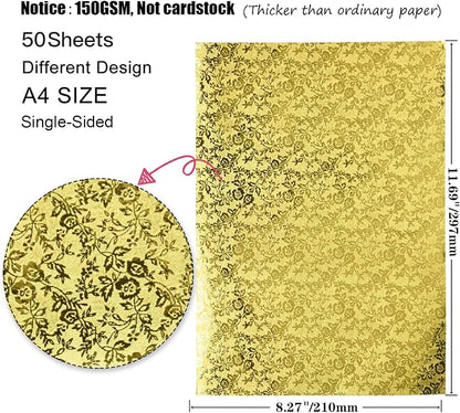 A4 Glitter Embossed Metallic Foil Paper Pack - Image 3
