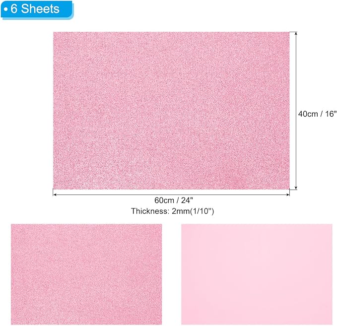 PATIKIL 2mm Thick Non Adhesive Glitter Foam Sheet 16x24inch Pink, EVA Shiny - Image 2